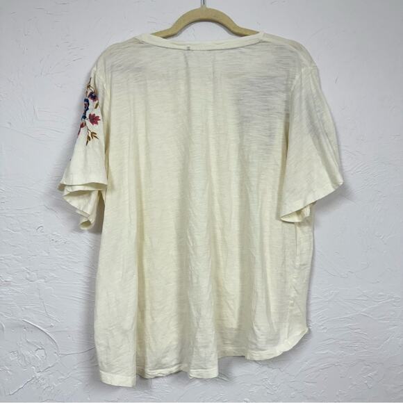 Akemi & Kin Anthropologie Cream Floral Embroidered Boho Short Sleeve Blouse M - Picture 8 of 8